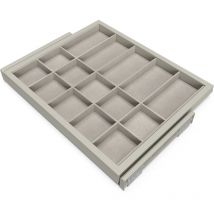 Emuca - Set aus Organiser Schubladen set mit Soft-Close Auszugsrahmen für Kleiderschrank, verstellbar, Modul 600mm, Steingrau