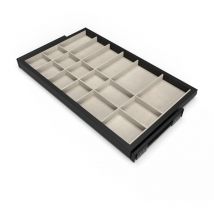 Emuca - Set aus Organiser Schubladen-Set und Soft-Close-Rahmen für Kleiderschränke, verstellbar, Modul 800mm, Struktur Schwarz und Steingrau