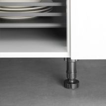 Emuca - lote de 10 kits de pies niveladores para mueble bone, con base premontada, altura 150mm, regulable 148-165mm, plástico, negro