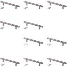 Lot de 10 poignées pour meubles Orlando, L400mm, entraxe 320mm, Acier, Nickel satiné - Emuca