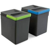 Lot RecyclingRecyclingbehälterRecycle für Küchenschublade, Höhe 216mm, 2x6Liter, Kunststoff anthrazitgrau - Emuca