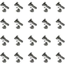 Emuca - Kit von 20 Topfscharniere X91 Innenanschlag mit Schließautomatik und Euro Extras, Höhe 0, Stahl, Titan-Ausführung