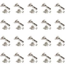Emuca - Kit von 20 Topfscharniere X91 Mittelanschlag mit Schließautomatik und Euro-Zusätzen, Höhe 0, Stahl, vernickelt