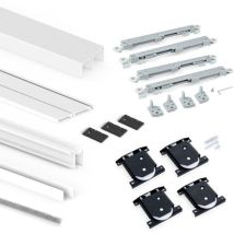 Set Aus Beschlagset Für 2 Schiebetüren Und Sanftes Schließen Des Kleiderschranks Placard 74, Wellenprofil, Stärke 16 Mm, Paneele Nicht Inbegriffen, 