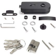 Serratura per porta in vetro con telaio in legno, Cilindro con chiavi, per porta in vetro 8-12mm, acciaio e alluminio, verniciato nero 1 un - Emuca