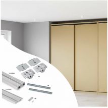 Sistema Flow da superficie in kit per un armadio con 2 ante scorrevoli in legno supportate da chiusura ammortizzat - Emuca