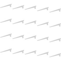 Lote de 20 soportes para estante de madera/cristal, perfil paso 50mm, longitud 400mm, Acero, Blanco - Emuca