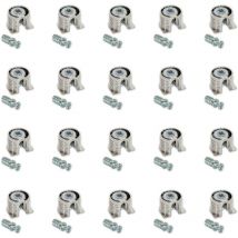 Lotto di 20 eccentrici e tiranti per il montaggio di scaffali, Eccentrici diametro 20 mm, 12,5 mm, Tiranti diametro 6 mm, 8 mm, Zama e Acciaio,