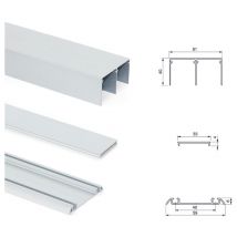 Emuca - Kit de ferrures pour Placard 81 2 coulissants et fermeture souple, profilé Wave, épaisseur 16mm, panneaux non inclus, Anodisé mat