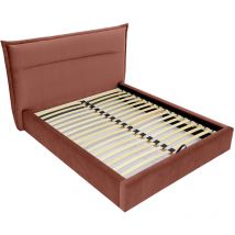 Emy - lit coffre - 160x200 cm - en velours - sommier inclus - terracotta