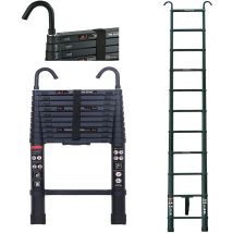 EN131 10.5FT / 3.2M Telescopic Ladder with 2 Detachable Hook Aluminum Ladder 150KG Capacity