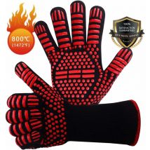 Groofoo - EN407 Non-Slip Silicone bbq Gloves for Barbecue, Oven, Oven, Heat Resistant Cooking Gloves, Fireplace Gloves, Fireplace Gloves, Fireplace