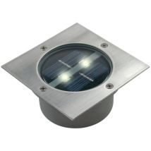 Spot encastrable extérieur solaire carré – Acier inoxydable brossé – 2 LED – IP67 – Idéal pour jardins, balcons, terrasses