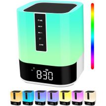 Jalleria - Enceinte Bluetooth Lumineuse Veilleuse,Reveil Enfant Reveil Lumineux Lampe de Chevet Tactile Veilleuse Enfant Bruit Blanc Idee Cadeau