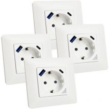 Enchufe de Pared Inteligente WiFi con usb y usb c de carga rápida Pack 4 Ud.