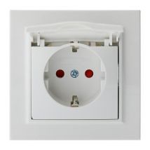 Iluminashop - Enchufe Empotrable Tipo f Schuko Blanco con Tapa 16A Marco Incluido IP44 Serie wLine