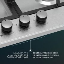 Svan - Placa a Gas Butano Superficie Acero inoxidable 59cm 3 Zonas Fuego