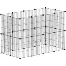 Enclos modulable rongeurs petits animaux - parc 24 panneaux - 120 x 60 x 80 cm - acier noir