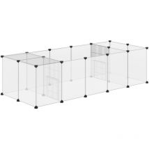 Enclos parc modulable petits animaux - 20 panneaux - dim. 175L x 70l x 45H cm - acier noir pp blanc
