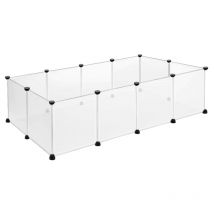 Enclos 12Pcs Parc 145x75x48cm Parc pour chiots Parc blanc Enclos pour petits animaux 35x45cm par pièce Enclos DIY Extensible sans porte NAIZY