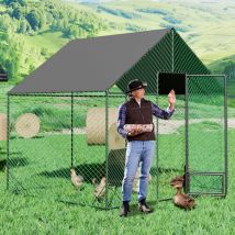 Bingopaw - Enclos Poulailler - 6 M² Filet En Nylon 3×2×2.7m Haut Support Acier Galvanisé Renfort Antirouille, Avec Tissu Oxford Imperméable Pour 