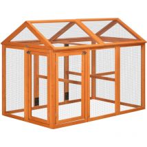 Enclos poulailler parc grillagé dim. 140L x 88,5l x 106H cm - bois de sapin pré-huilé