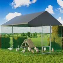 Bingo Paw - Enclos Poulailler - 12 m² 4×3×2.7 m Parc Nylon avec Bâche Grand Enclos Poules Extérieur Cadre en Acier Galvanisé