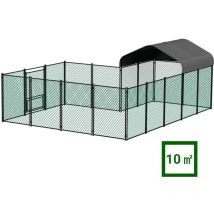 Bingo Paw - Enclos Poulailler - 10 m² 4×3×1.5 m Parc Nylon avec Bâche Grand Enclos Poules Extérieur Cadre en Acier Galvanisé