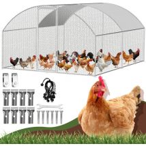 Enclos poulailler Enclos extérieur Acier galvanisé avec grillagé und Auvent cage pour animaux Poulailler pour lapin 3 x 4 x 2 m dôme - Swanew