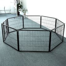Haloyo - Enclos pour Chien, Parc pour Animal de Compagnie, 80x60 cm, 8 Panneaux, Noir enclos pour chiens
