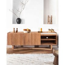 Uniqka - Endah - Meuble tv en Mindy massif et marbre blanc 175 cm