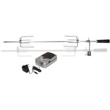 Girarrosto Barbecue - Spiedino girevole in acciaio inox + motore elettrico incluso - Compatibile con i Barbecue Boston 6 - Argento - Accessori