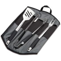Set Utensili Bbq 3 In 1 - Spatola, Pinze, Forchettone & Custodia Includa - Set Premium: 3 Utensili Da Bbq In Acciaio Inossidabile Con Rispettiva 