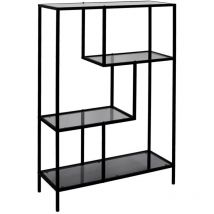 Endis - Etagère 4 Niveaux Verre Fumé et Métal Noir