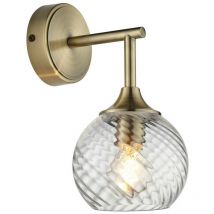 Endon Allegra Applique murale avec abat-jour en verre et abat-jour en laiton antique