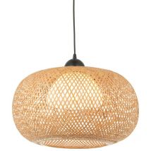 Bali Lampada da soffitto a sospensione singola, bambù naturale, bianco, nero opaco - Endon