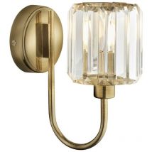 Berenice Lampada da parete con paralume in vetro in ottone anticato - Endon
