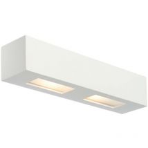 Box - Applique murale d'intérieur en plâtre à 2 ampoules, blanc, à peindre, G9 - Endon