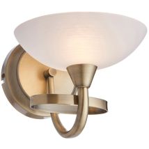 Endon Cagney - Applique A 1 Luce In Ottone Antico Con Paralume In Vetro Bianco, G9