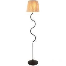 Endon - Collection Wriggle Floor Lamp with Tapered Shade Matt Black, Natural Raffia, 1x E27