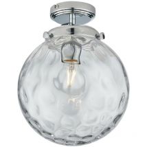 Endon - Elston Semi Flush Lamp Globe Chrome Glass Dimpled Shade, IP44