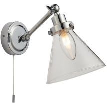 Endon - Faraday Bathroom Adjustable Dome Wall Light with Pull Cord Chrome Glass Shade