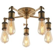 Hal Lampada da soffitto semi-incasso a braccio multiplo, piastra in ottone anticato - Endon