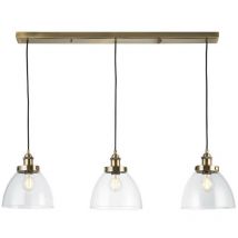 Endon Hansen Plate Pendant Ceiling Lamp, Antique Brass Plate, Glass