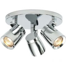 Knight - 3 Licht Badezimmer verstellbarer Scheinwerfer Chrom, Klarglas IP44, GU10 - Endon