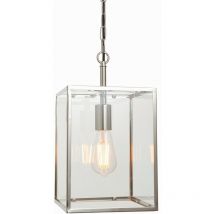 Lighting Hadden - Lampadario in Nichel Lucido e Vetro Trasparente 1 Luce Dimmerabile IP20 - E27 - Endon