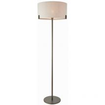 Lighting Hayfield - Stehlampe Brushed Bronze Effect Plate & Naturleinen 1 Light IP20 - E27 - Endon