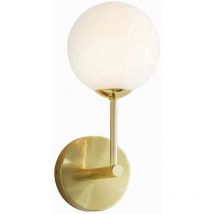 Lighting Otto - Applique Placca Effetto Oro Spazzolato Satinato e Vetro Opalino Lucido 1 Luce Dimmerabile IP20 - G9 - Endon