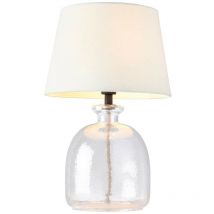 Endon - Lyra & Cici Lampe de Table 1 Lumière Verre Texturé Clair, Tissu Mélange de Lin Ivoire