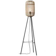 Endon - Mathias Base & Shade Floor Lamp, Natural Bamboo, Plywood, Matt Black Paint